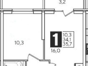 1-к кв. Краснодарский край, Краснодар ул. Героя Пешкова, 14к4 (35.1 м²)