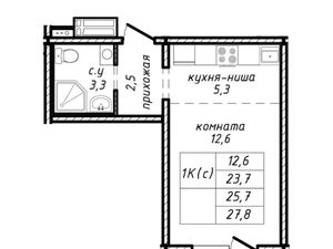 1-к кв. Новосибирская область, Новосибирск ул. Связистов, 162/1 (25.7 м²)