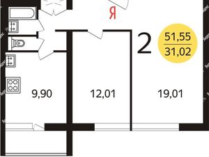 2-комнатная квартира: Москва, Окружной проезд, 34к1 (52 м²)