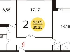 2-комнатная квартира: Москва, Лермонтовский проспект, 12 (54 м²)