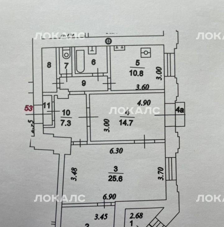 Сдам 3к квартиру на переулок Брюсов, 8-10С1, метро Тверская, г. Москва