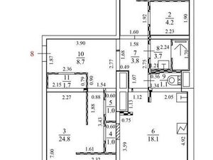 2-комнатная квартира: Москва, улица Главмосстроя, 7 (88 м²)