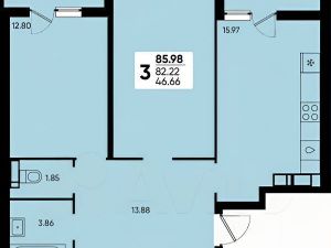 3-к кв. Краснодарский край, Краснодар ул. Григория Булгакова, 19к1 (86.0 м²)