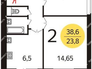 2-комнатная квартира: Москва, улица Ефремова, 13к1 (40 м²)