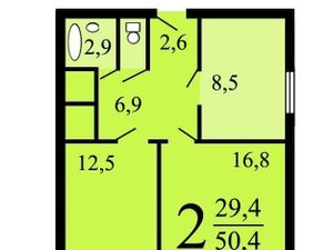 2-к кв. Москва Нагатинская наб., 64 (49.5 м²)