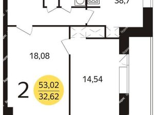 2-комнатная квартира: Москва, Авангардная улица, 15 (52 м²)