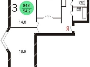 3-комнатная квартира: Москва, Ялтинская улица, 2 (89 м²)