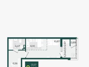 Студия Краснодарский край, Краснодар ул. Штурвальная, 10 (31.57 м²)