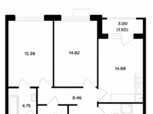 2-к кв. Москва Электролитный проезд, 7 (65.5 м²)