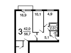 3-к кв. Москва Бобруйская ул., 4К1 (56.0 м²)