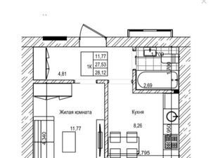 1-к кв. Новосибирская область, Новосибирск Трудовая ул., 25/1 (35.0 м²)