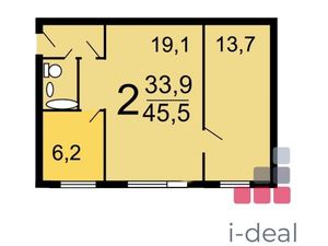 2-комнатная квартира: Москва, Перовская улица, 14 (45 м²)