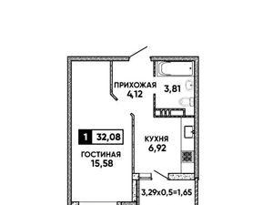 1-к кв. Краснодарский край, Краснодар ул. Григория Булгакова, 8к1 (32.0 м²)